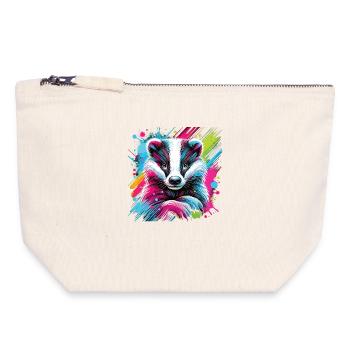 Neon Badger Splash Art - Canvas Zip Pouch 18 x 19 cm - nature - Front