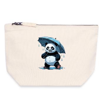 Panda Under Umbrella - Canvas Zip Pouch 18 x 19 cm - nature - Front