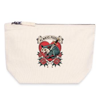 Style de tatouage de coeur de loup en colère - Pochette zippée en toile 18 x 19 cm - blanc naturel - Devant