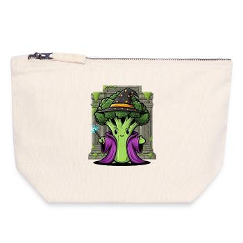 Cute Halloween Broccoli Wizard Witch Cartoon - Canvas Zip Pouch 18 x 19 cm - nature - Front