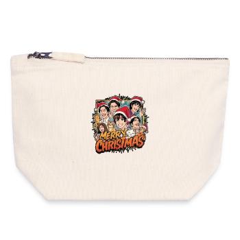 Fröhliche Weihnachtscharaktere Manga Cartoon - Canvas Reißverschluss-Täschchen (18 x 19 cm) - Naturweiß - Vorne