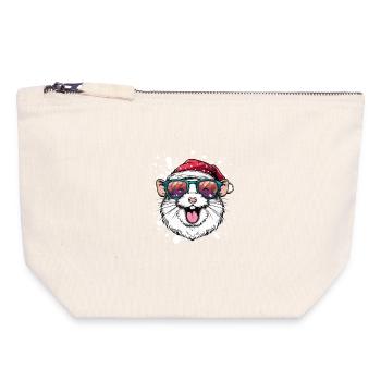 Hamster Christmas Funny - Canvas Zip Pouch 18 x 19 cm - nature - Front