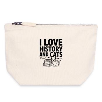 I Love History and Cats - Canvas Zip Pouch 18 x 19 cm - nature - Front