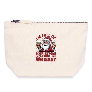 Santa Whiskey Christmas Spirit - Canvas Zip Pouch 18 x 19 cm - nature - Front