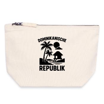 Silhouette de la République dominicaine - Pochette zippée en toile 18 x 19 cm - blanc naturel - Devant