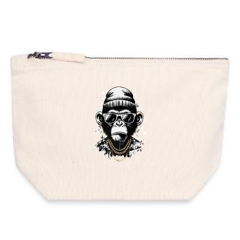Singe cool avec style de rue et chaînes - Pochette zippée en toile 18 x 19 cm - blanc naturel - Devant