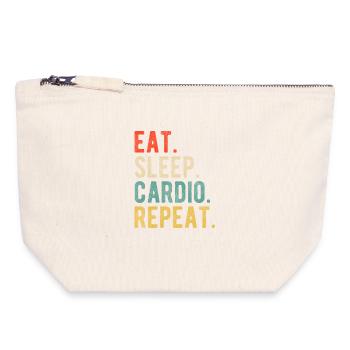 Eat Sleep Cardio Repeat Trainingsmotto Retro - Canvas Reißverschluss-Täschchen (18 x 19 cm) - Naturweiß - Vorne