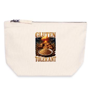 Cadeau de blagues sur l’intolérance au gluten - Pochette zippée en toile 18 x 19 cm - blanc naturel - Devant