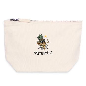 Idle – Funny pineapple in vacation mode - Canvas Zip Pouch 18 x 19 cm - nature - Front