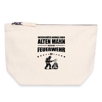 Alter Mann - Feuerwehr Geschenk Feuerwehrmann - Canvas Reißverschluss-Täschchen (18 x 19 cm) - Naturweiß - Vorne