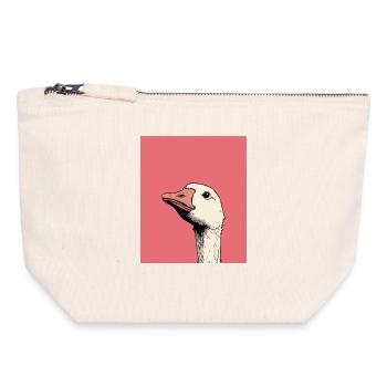 Judgmental Goose Illustration – Funny Animal Art D - Canvas Reißverschluss-Täschchen (18 x 19 cm) - Naturweiß - Vorne