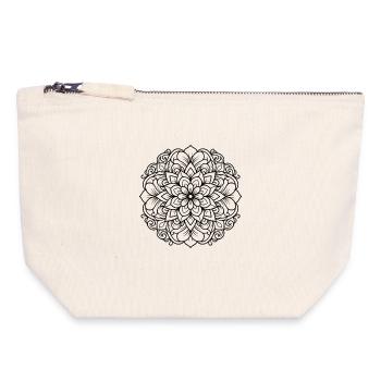 Florales Mandala mit feiner Ornamentik - Canvas Reißverschluss-Täschchen (18 x 19 cm) - Naturweiß - Vorne