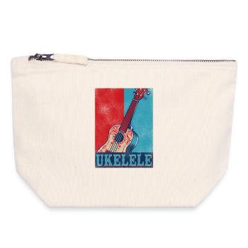 Hawaiian Ukulele Uke Retro Vintage - Canvas Zip Pouch 18 x 19 cm - nature - Front