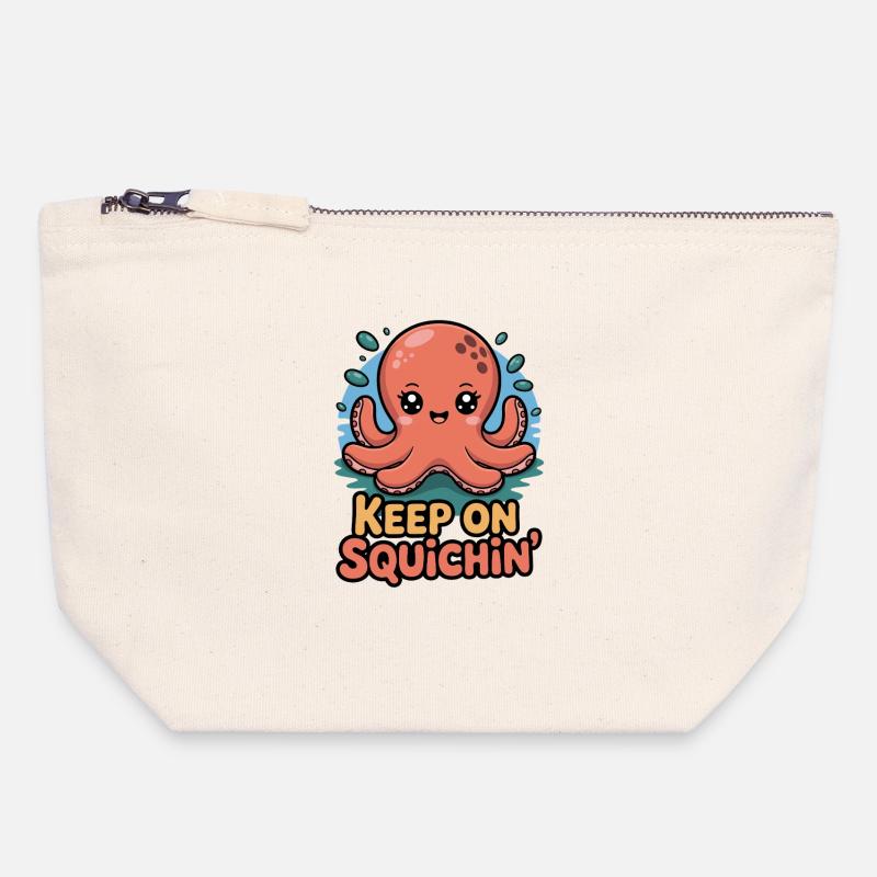 Keep On Squichin Kraken Cartoon - Canvas Zip Pouch 18 x 19 cm - nature
