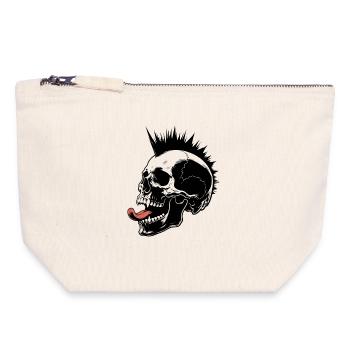 Skull Mohawk Punk Rocker Totenkopf - Canvas Reißverschluss-Täschchen (18 x 19 cm) - Naturweiß - Vorne