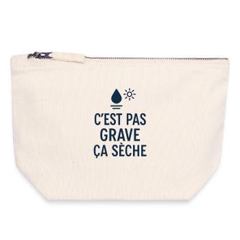 Marseille Humour C'est Pas Grave ça Sèche Sud - Pochette zippée en toile 18 x 19 cm - blanc naturel - Devant