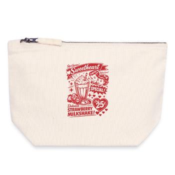 Strawberry Milkshake 50s Retro Design - Canvas Zip Pouch 18 x 19 cm - nature - Front