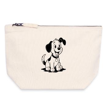 Cheerful Puppy Friend - Canvas Zip Pouch 18 x 19 cm - nature - Front