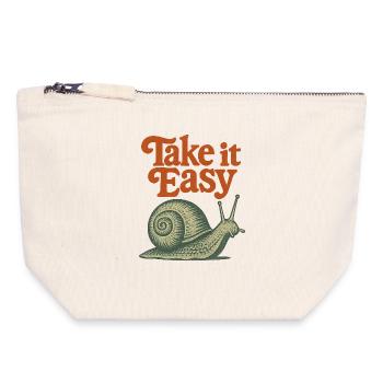 Take It Calm, Snail Rétro - Pochette zippée en toile 18 x 19 cm - blanc naturel - Devant