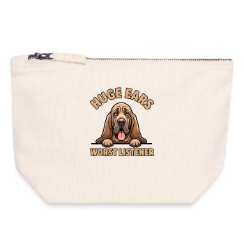 Bloodhound, Huge Ears Worst Listener - Canvas Zip Pouch 18 x 19 cm - nature - Front