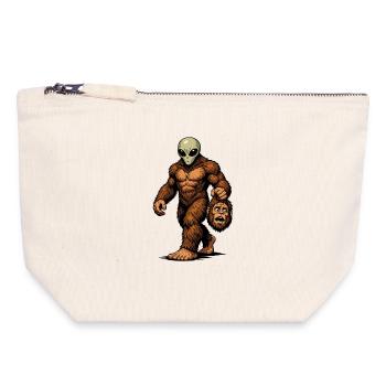 Bigfoot Alien Sasquatch UFO Science Fiction - Canvas Zip Pouch 18 x 19 cm - nature - Front