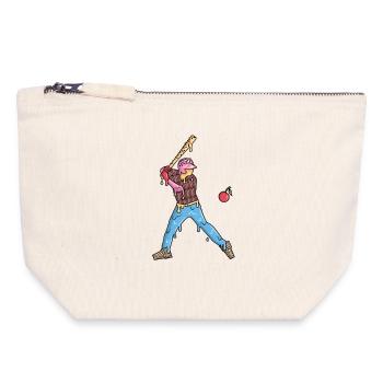 Baseball Baseballer Eiscreme Jungen Baseballspiele - Canvas Reißverschluss-Täschchen (18 x 19 cm) - Naturweiß - Vorne