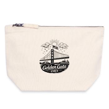 Golden Gate Vibes San Francisco Skyline - Pochette zippée en toile 18 x 19 cm - blanc naturel - Devant