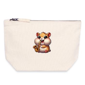 Süßer Hamster Saxofon Jazz Cartoon Musik - Canvas Reißverschluss-Täschchen (18 x 19 cm) - Naturweiß - Vorne