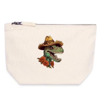 Mexican Sugar Skull Sombrero Trex - Canvas Zip Pouch 18 x 19 cm - nature - Front