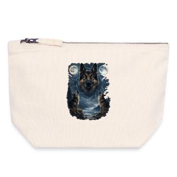 Zwei Monde German Sheperd - Canvas Reißverschluss-Täschchen (18 x 19 cm) - Naturweiß - Vorne