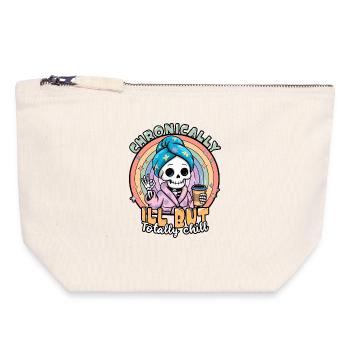 Sensibilisation à la fibromyalgie : squelette des malades chroniques - Pochette zippée en toile 18 x 19 cm - blanc naturel - Devant