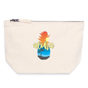 Aloha Sunset Pineapple – Hawaii Beach Vibes - Canvas Zip Pouch 18 x 19 cm - nature - Front
