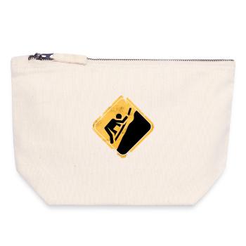 Signe d’alerte jaune pour l’escalade - Pochette zippée en toile 18 x 19 cm - blanc naturel - Devant