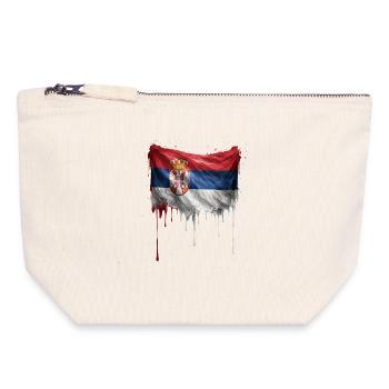 Serbia Flag Drop Graffiti - Canvas Zip Pouch 18 x 19 cm - nature - Front