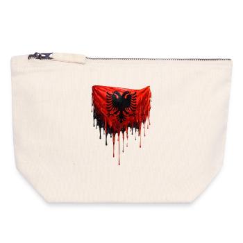 Albanian flag in bright colors - Canvas Zip Pouch 18 x 19 cm - nature - Front