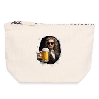 Isaac Newton hält ein Bier - Canvas Reißverschluss-Täschchen (18 x 19 cm) - Naturweiß - Vorne
