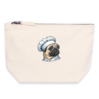 Pug Cook Illustration Cartoon Motif - Canvas Zip Pouch 18 x 19 cm - nature - Front
