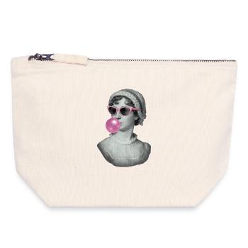 Jane Austen avec chewing-gum et lunettes de soleil - Pochette zippée en toile 18 x 19 cm - blanc naturel - Devant