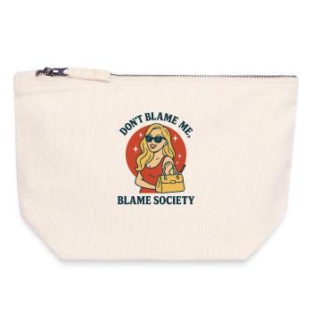 Ne blâme pas la société - Pochette zippée en toile 18 x 19 cm - blanc naturel - Devant