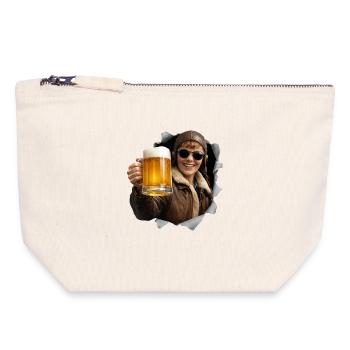Amelia Earhart mit Sonnenbrille und Bier - Canvas Reißverschluss-Täschchen (18 x 19 cm) - Naturweiß - Vorne