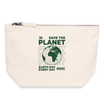 Chemise Save The Planet Environnement de la Journée de la Terre - Pochette zippée en toile 18 x 19 cm - blanc naturel - Devant