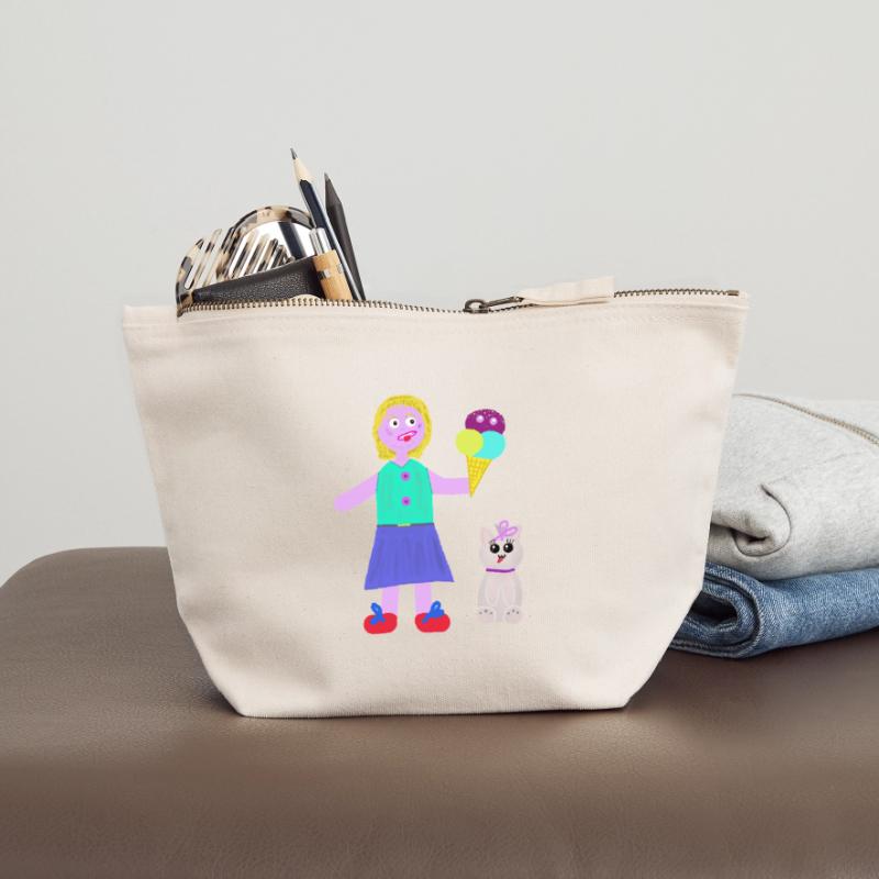 Eiscreme-Mädchen Eiscreme Eiswaffel Eis Canvas Zip Pouch 18 x 19 cm
