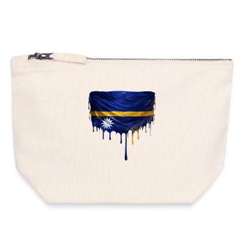 NauruFlag Tropfenkunst - Canvas Reißverschluss-Täschchen (18 x 19 cm) - Naturweiß - Vorne