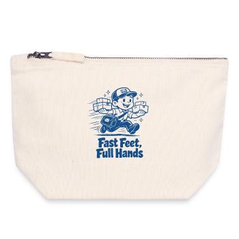 Fast Feet, Full Hands | Delivery man humor - Canvas Zip Pouch 18 x 19 cm - nature - Front