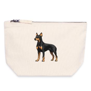 Doberman - Pochette zippée en toile 18 x 19 cm - blanc naturel - Devant