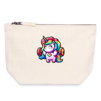Gymnase de fitness de levée de terre Unicorn Weightlifting - Pochette zippée en toile 18 x 19 cm - blanc naturel - Devant