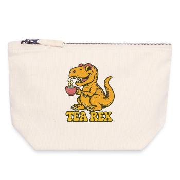 Tea Rex : L’heure du thé des dinosaures - Pochette zippée en toile 18 x 19 cm - blanc naturel - Devant