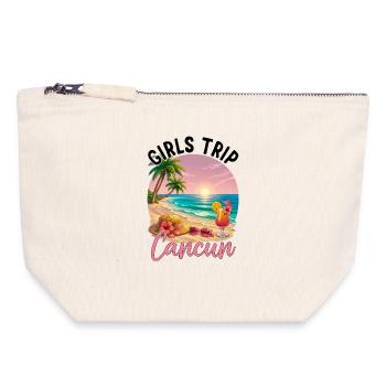 Voyage des filles Cancún - Pochette zippée en toile 18 x 19 cm - blanc naturel - Devant