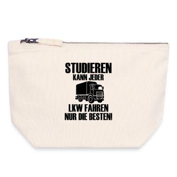 Studieren kann jeder LKW fahren nur die besten  - Canvas Reißverschluss-Täschchen (18 x 19 cm) - Naturweiß - Vorne