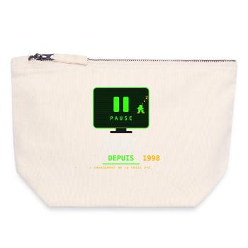 Pause AFK Retro Depuis 1998 - Pochette zippée en toile 18 x 19 cm - blanc naturel - Devant